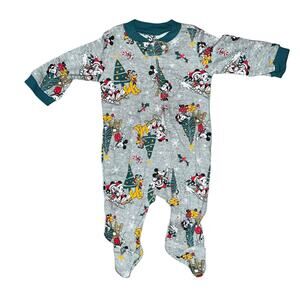 Disney Mickey Mouse Christmas baby one piece christmas footed pajamas size 0/3